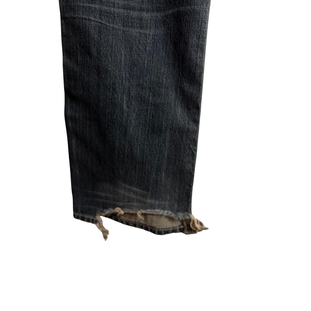 MEK Mens Jean 36x34 Western Slim Boot Raw Hem Distressed Dark Wash Embroidered - Picture 9 of 15